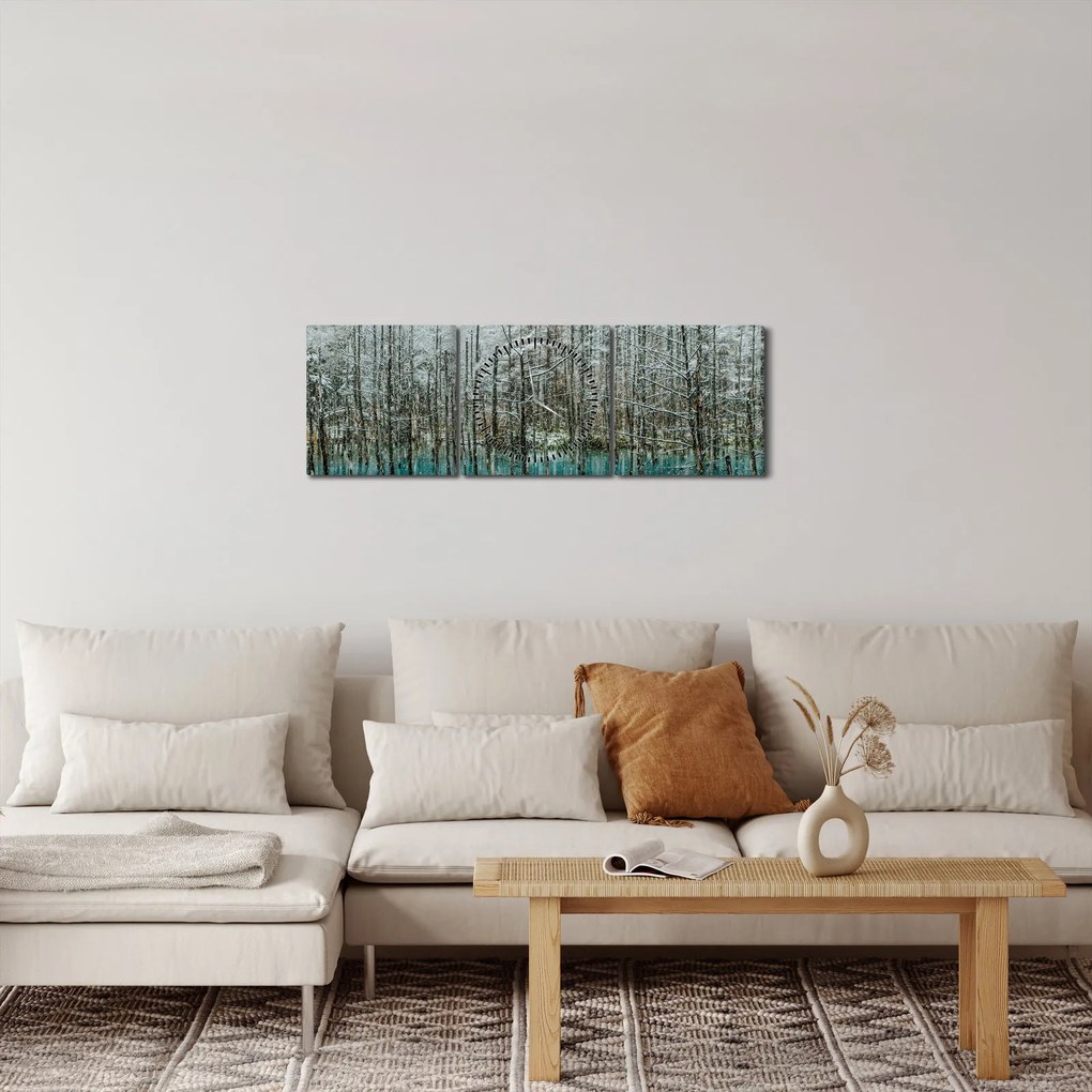 Kép - Türkiz tó, Biei, Japán (órával) (90x30 cm)