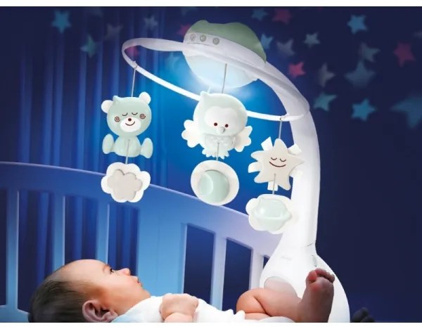 Infantino - Kiságy mobil dallammal és projektorral 3in1 3xAAA zöld