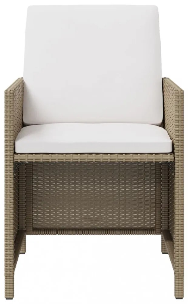 4 db bézs polyrattan kerti szék párnával