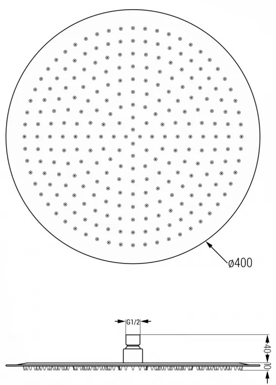 Mexen rozsdamentes acél zuhanyfej 40 cm, fekete, 79240-70