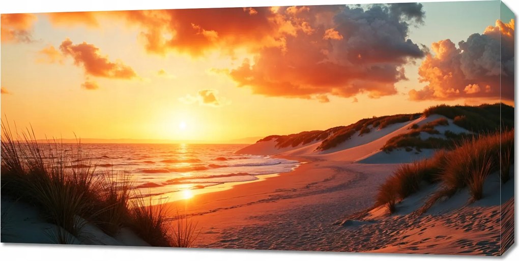 Vászonkép 100x50cm Hálószoba Nappali Panoráma Esti Strand 2