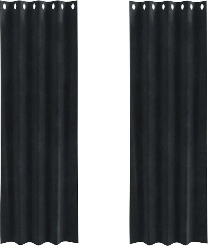 vidaXL Sötétítő függönyök 2 pcs Fekete 140 x 245 cm Bársony