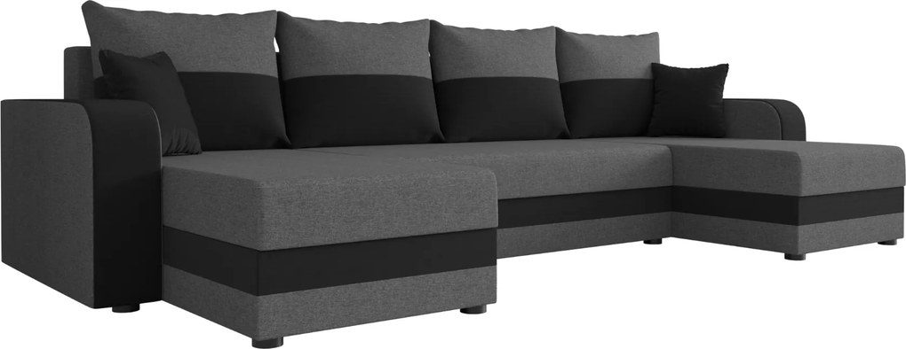 Kinyitható U-alakú ülőgarnitúra VALERIO 305x140 cm, sötétszürke/antracit