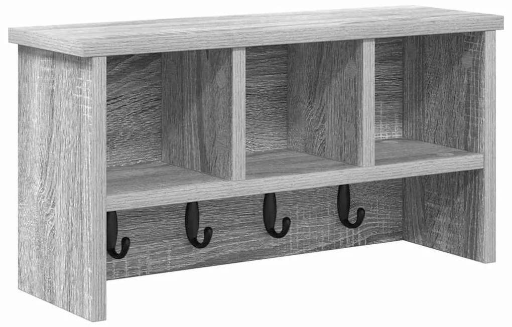 Fali Kabáthorog polcokkal Szürke sonoma 50 x 16 x 26 cm Faanyag