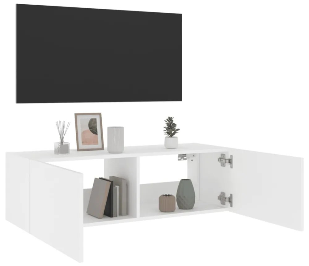 fehér fali TV-szekrény LED-világítással 100 x 35 x 31 cm