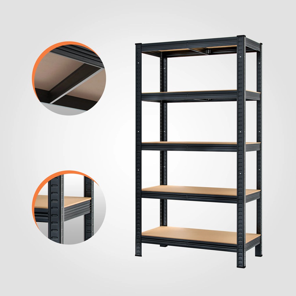 monzana® 2 db polcos készlet 180x90x40cm - fekete