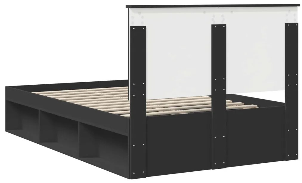 vidaXL Ágykeret fejtámlával Fekete 120 x 200 cm Tömör fenyőfa