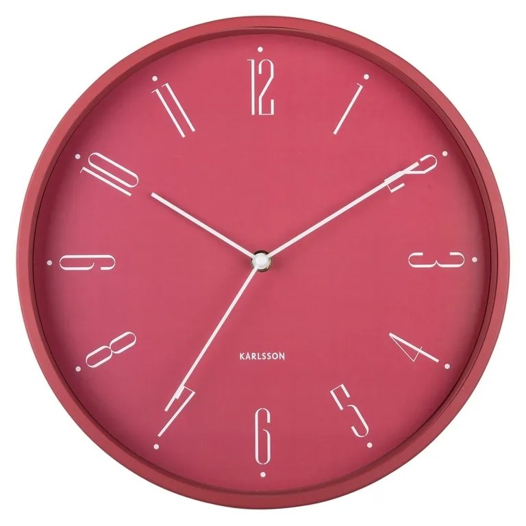Karlsson 5988RD dizájner falióra, sötét rózsaszín, átmérő 30 cm