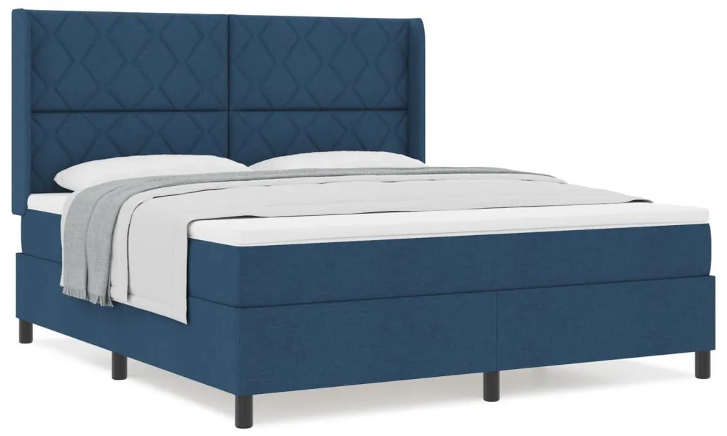 Boxspring Ágy Matracral - Kék - 180x200 cm - Szövet