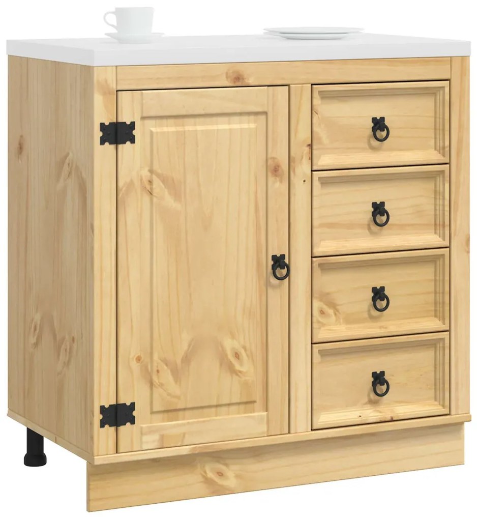 Cabinet fiókkal polcokkal Méz 80 x 46 x 81,5 cm Tömör fenyőfa
