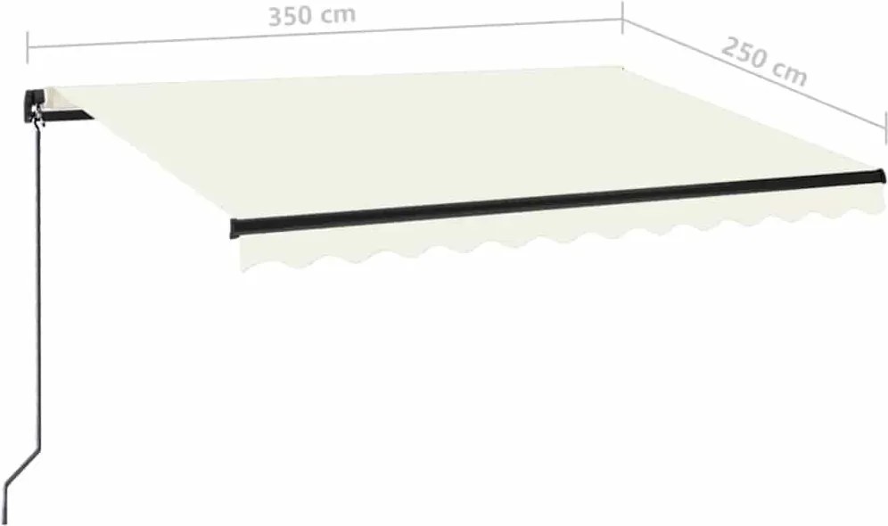 Krémszínű kézzel kihúzható napellenző 350 x 250 cm