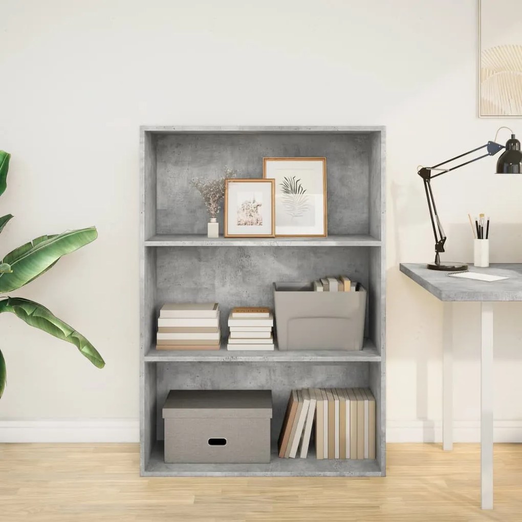 betonszürke szerelt fa könyvespolc 80 x 30 x 114 cm