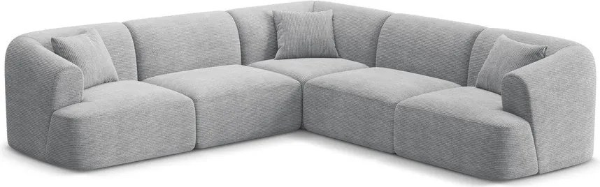 Világosszürke kordbársony sarokkanapé Campi – Cosmopolitan Design
