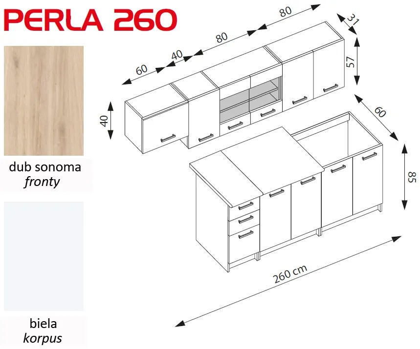 Konyha Perla 260 cm. 770482