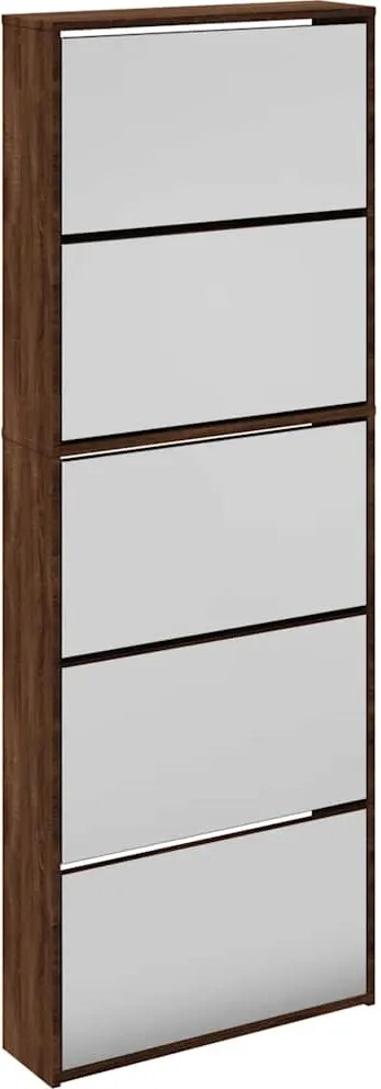 vidaXL barna tölgy 5 szintes cipőszekrény tükörrel 63 x 17 x 169,5 cm