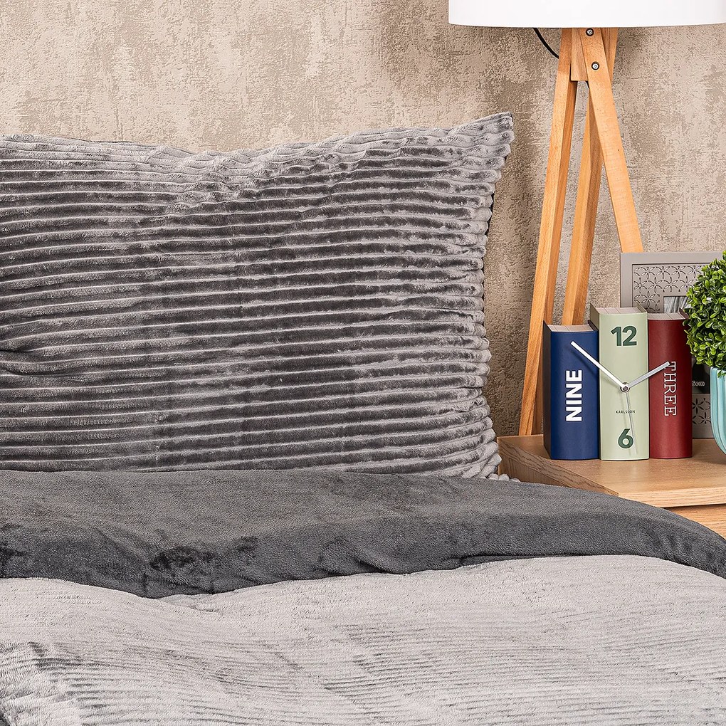 4Home mikroflanel Stripe ágyneműhuzat szürke, 140 x 200 cm, 70 x 90 cm