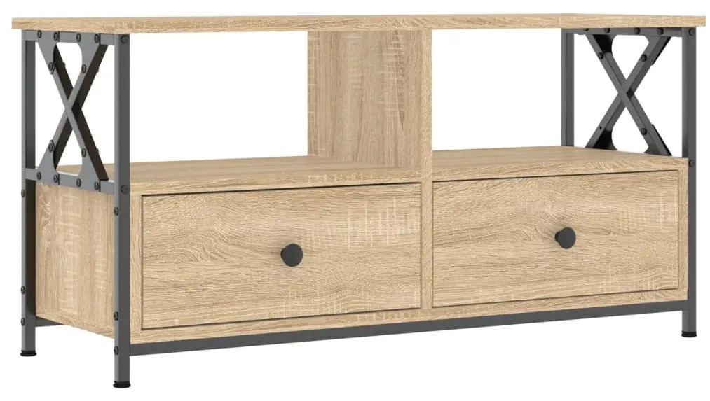 sonoma tölgy színű szerelt fa és vas TV-szekrény 90x33x45 cm