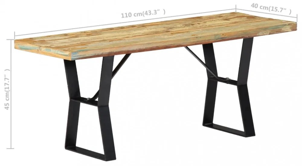 tömör újrahasznosított fa pad 110 cm