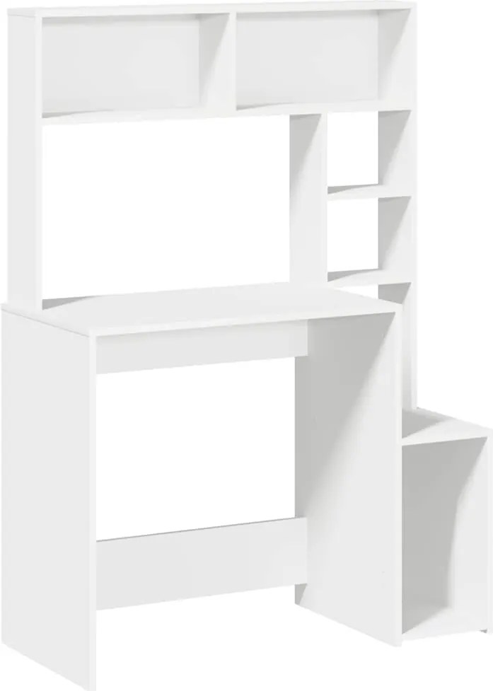 vidaXL íróasztal polcokkal Fehér 100x45x140 cm Műanyag fa