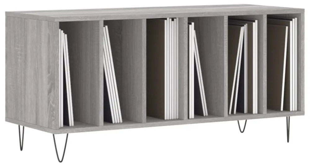 szürke sonoma színű szerelt fa hanglemezszekrény 100x38x48 cm