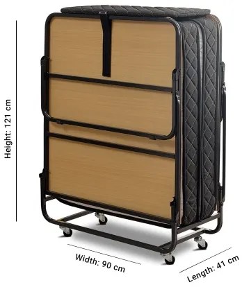 Összecsukható fém egyszemélyes ágy matraccal HERON 90x204 cm fehér