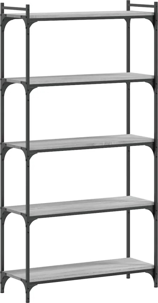 vidaXL 5 szintes szürke sonoma szerelt fa könyvespolc 80 x 30 x 154 cm