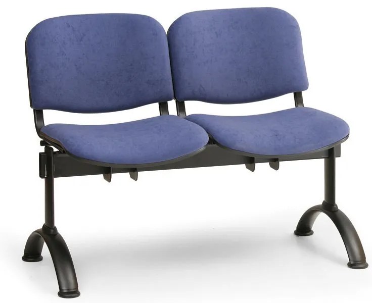 Kárpitozott pad VIVA, 2 üléses - fekete lábak, fekete