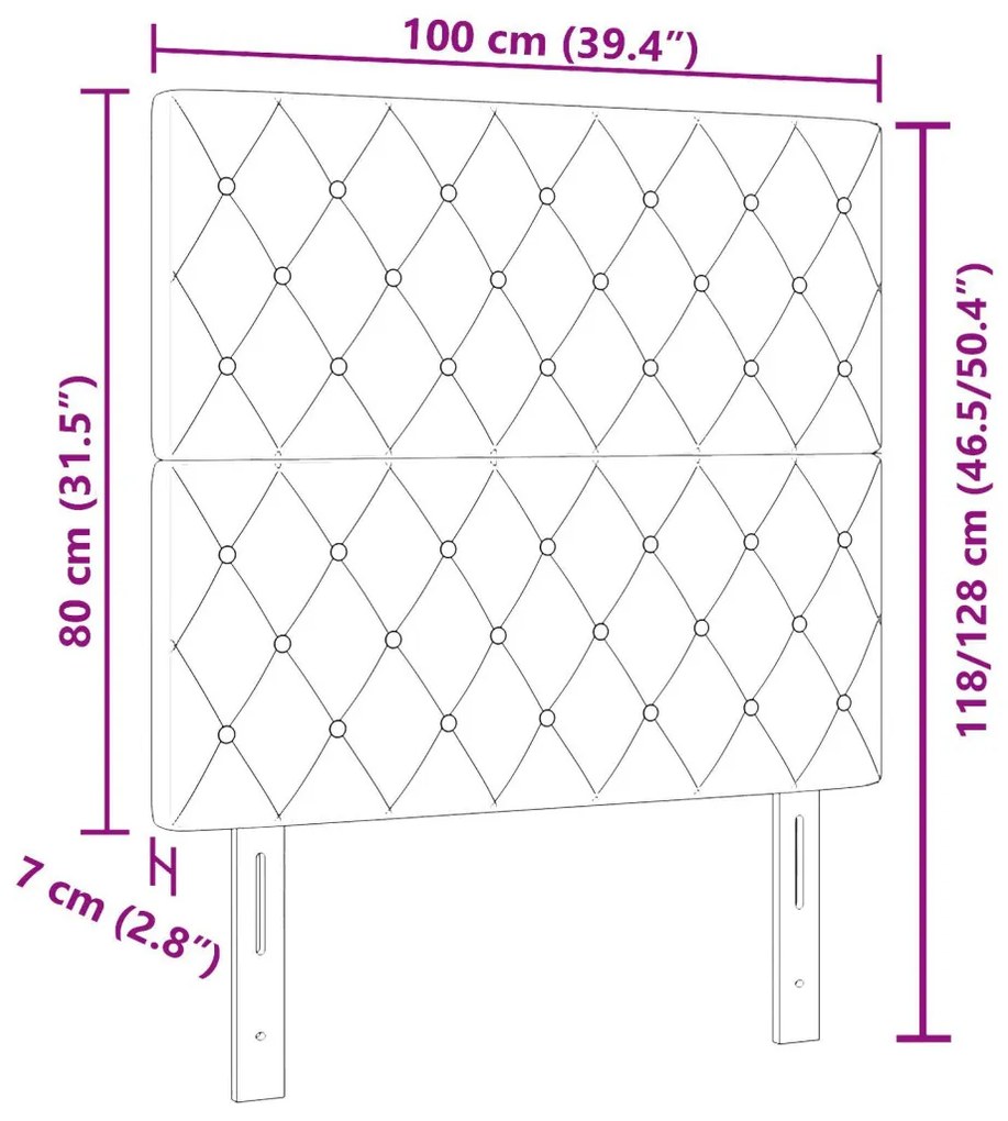 Bársony Fejtámla Argyle Világosszürke 100 cm Bársony
