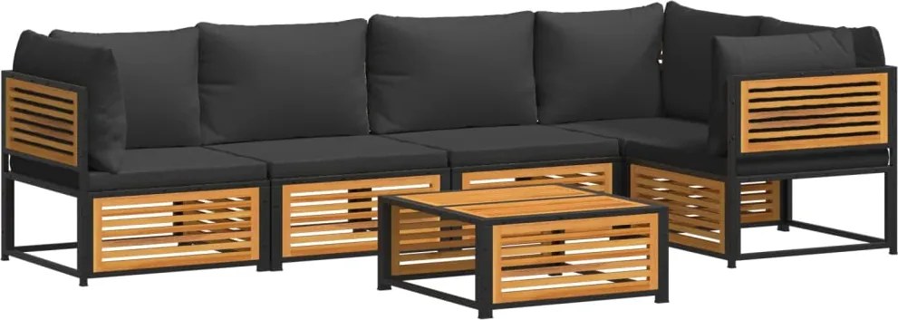 vidaXL 6 részes tömör akácfa kerti kanapészett párnákkal