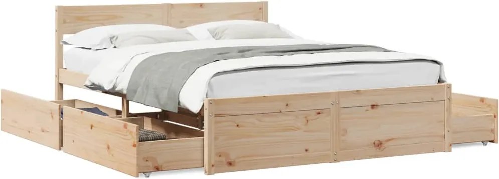 vidaXL tömör fenyőfa ágy matrac nélkül 150x200 cm