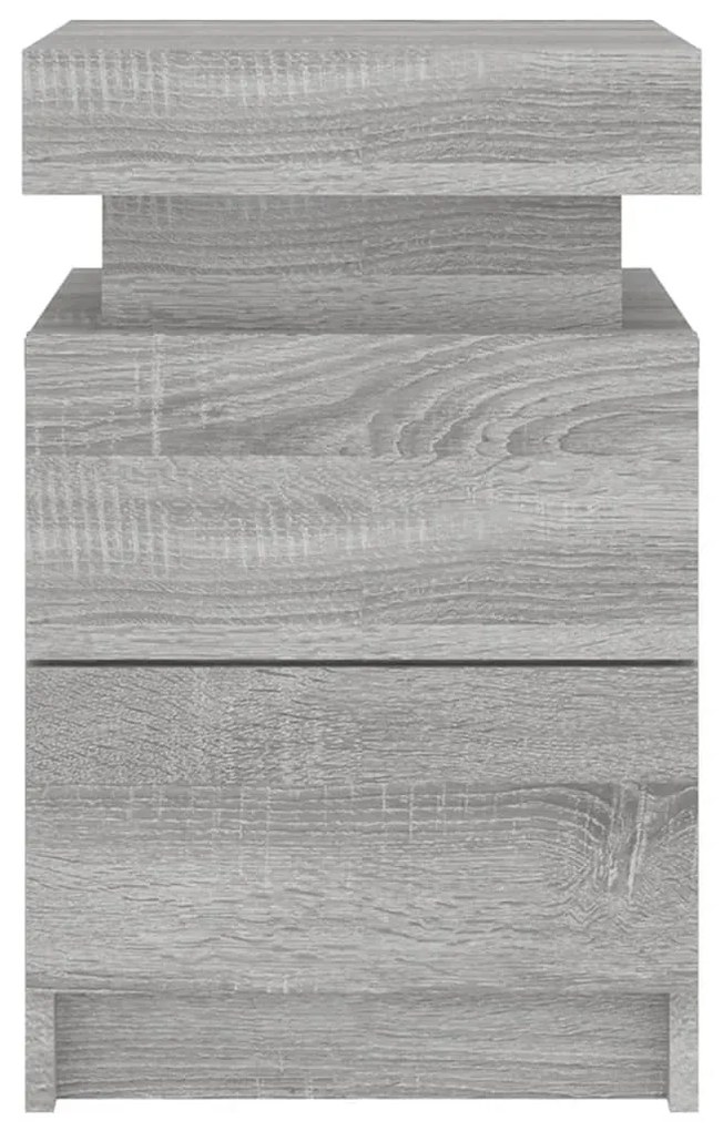 2 db szürke sonoma színű éjjeliszekrény LED-ekkel 35x39x55 cm