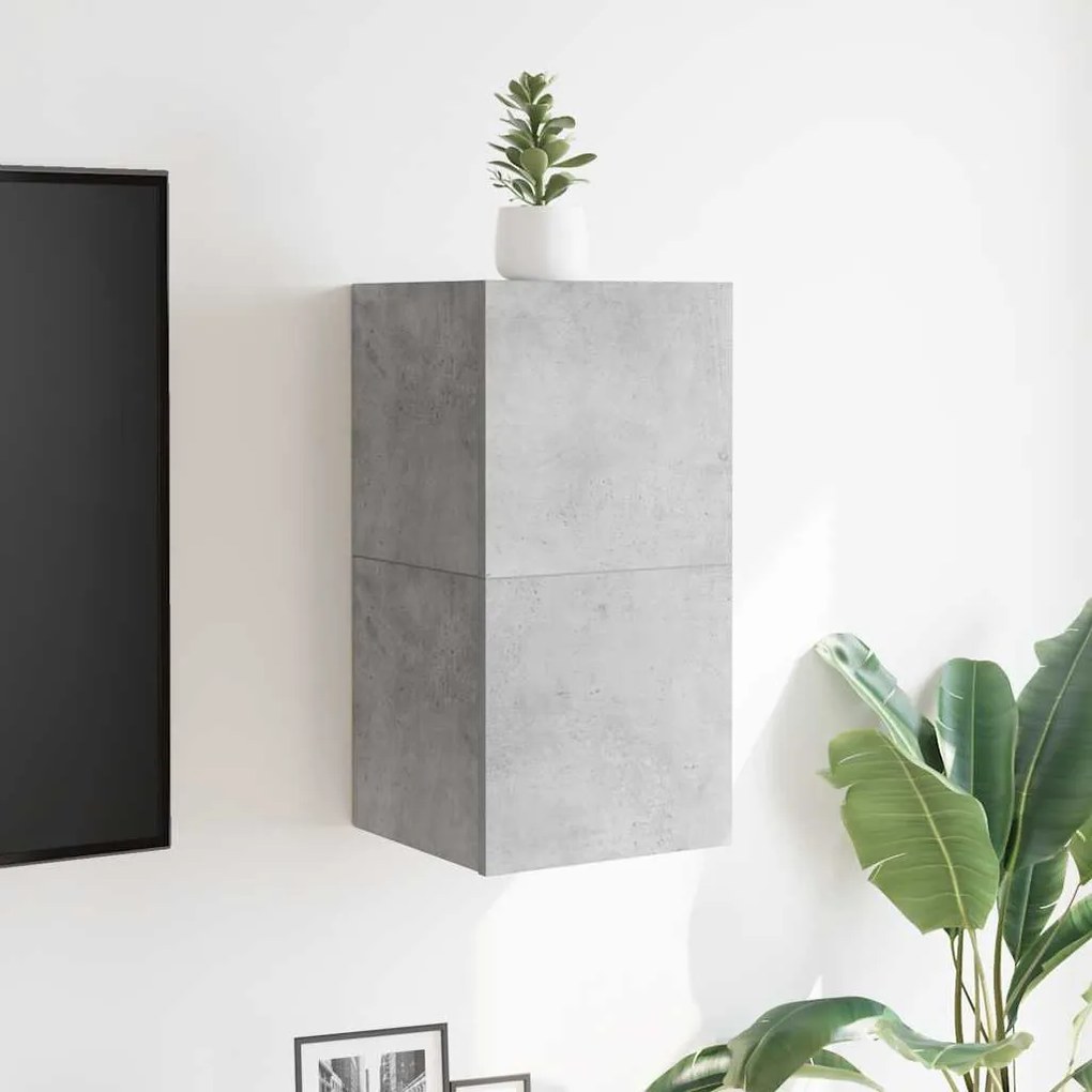 2 db betonszürke falra szerelhető TV-szekrény 30,5 x 30 x 30 cm