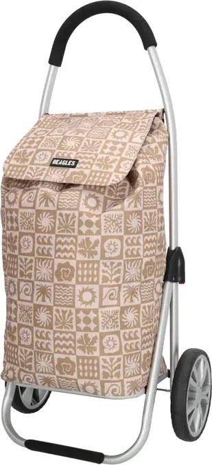 Bézs kockás prémium bevásárlókocsi kerekeken "Aluman"