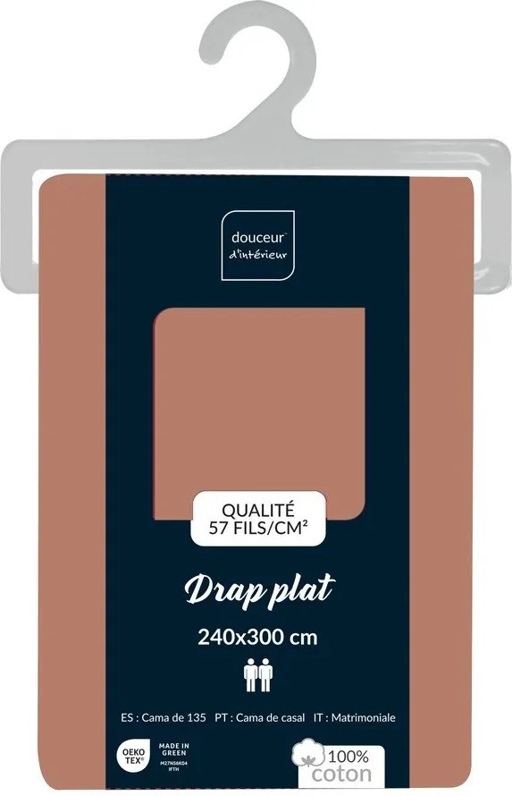 Lazacszínű pamut lepedő 240x300 cm Lina – douceur d'intérieur