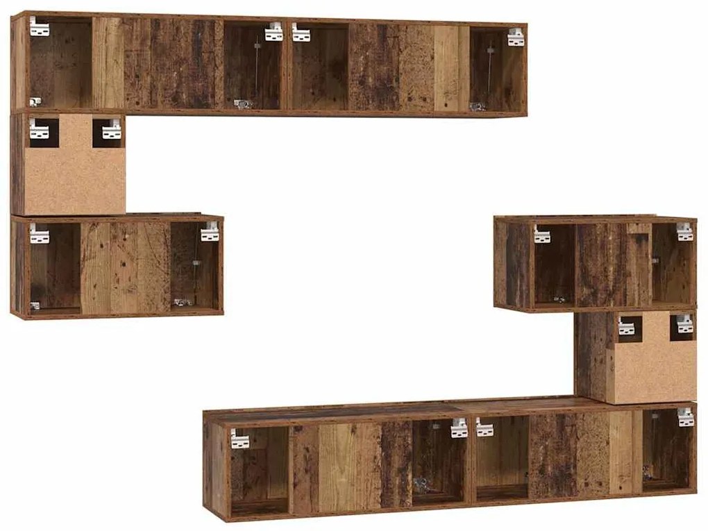 TV szekrény garnitúra 8 pcs Régi fa 80 x 30 x 30 cm Faanyag