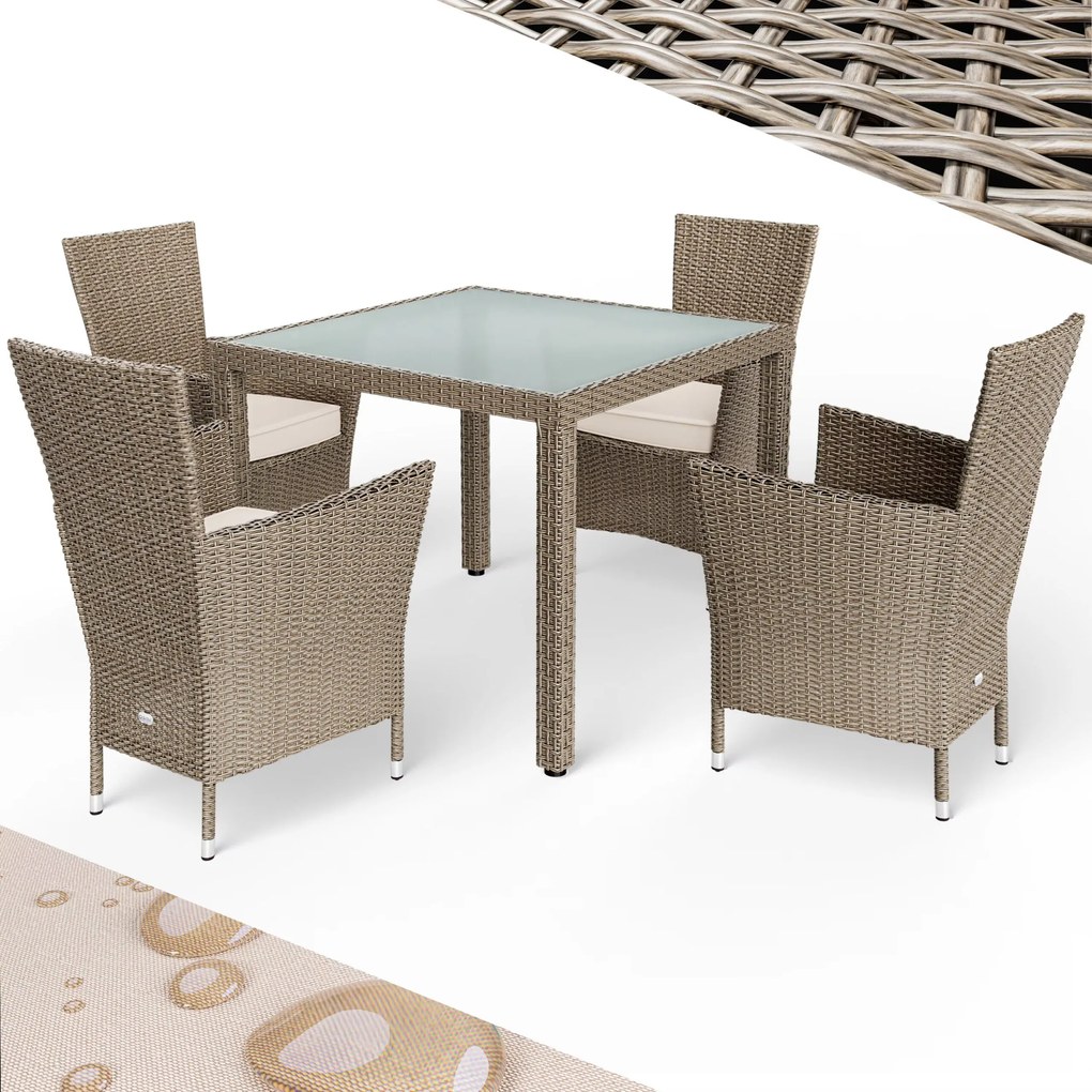 Casaria® Kerti rattan garnitúra Bali 1+4 - bézs/krém