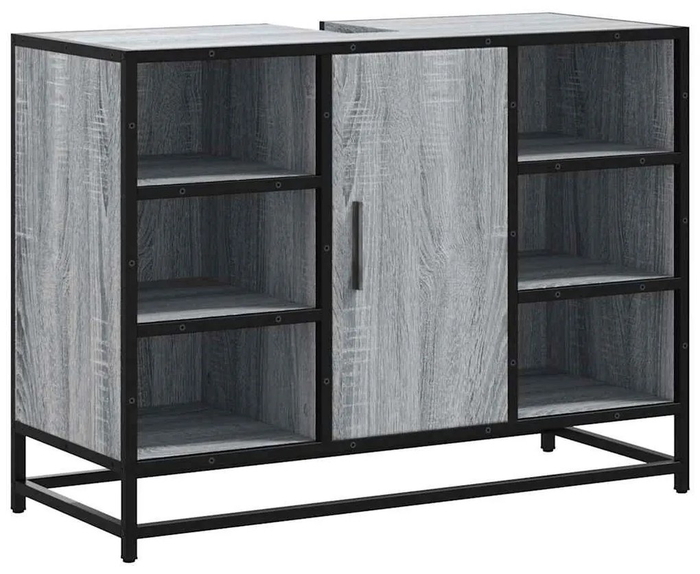 Szürke sonoma szerelt fa fürdőszobai mosdószekrény 80x33x60 cm