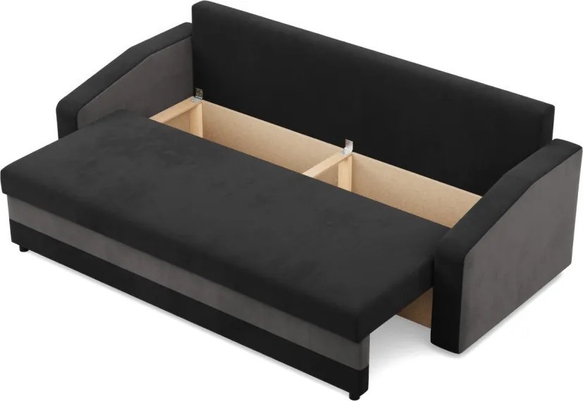 Hewlet kanapéágy, szövet anyag, hab töltet, fekete - szürke