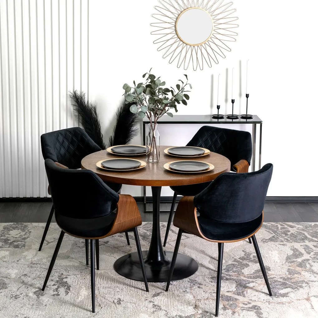 DAKOTA bársony szék fekete / dió színben