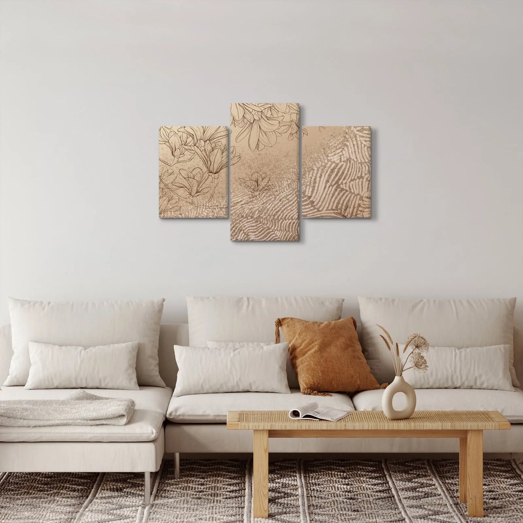Kép - Rajzolt virágok (90x60 cm)