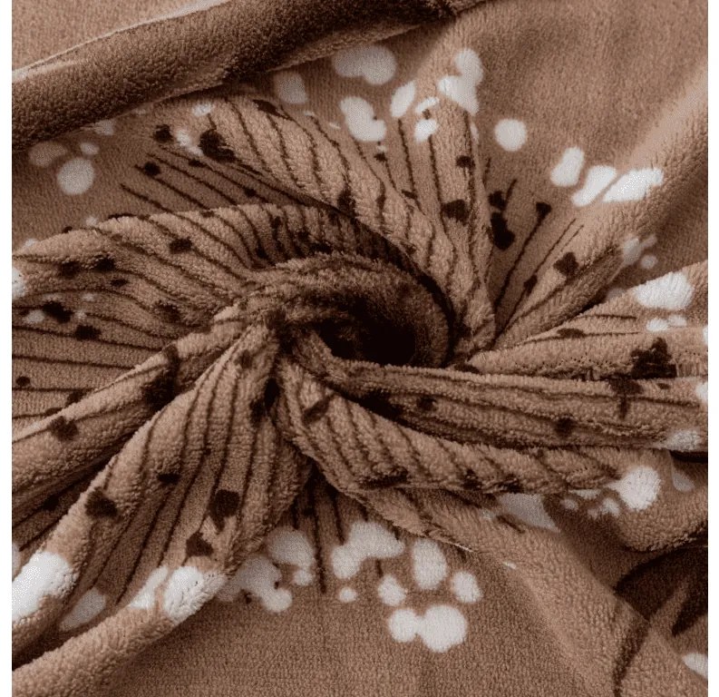 2 db Mikroplüss ágynemű szett PAMPELINO világosbarna + Mikroplüss lepedő SOFT 180x200 cm fehér, kétszemélyes ágyhoz