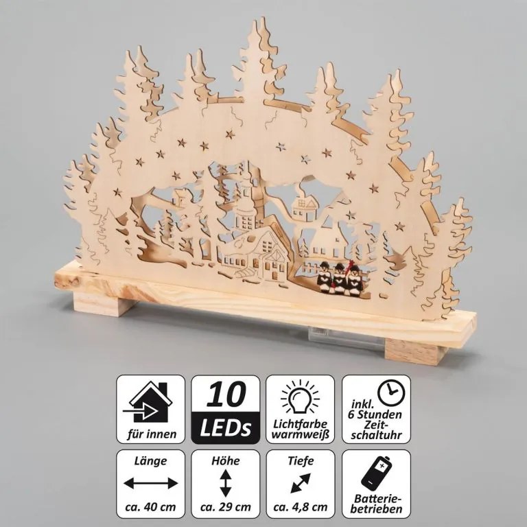 NEXOS Karácsonyi fényív 10 LED meleg fehér elem