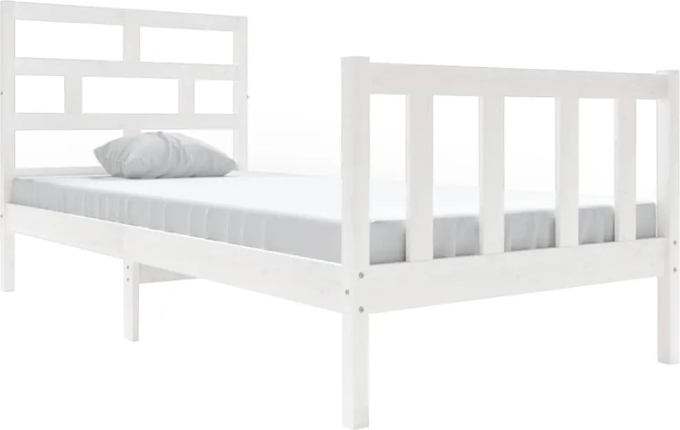 vidaXL Single fehér tömör fenyőfa ágykeret 90 x 190 cm