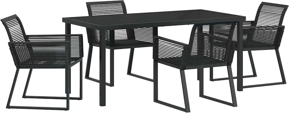 vidaXL Kert étkező szett 5 pcs Fekete Porszórt acél
