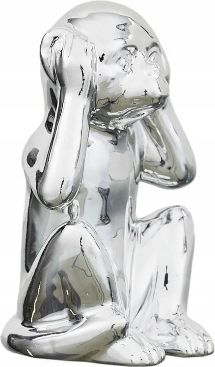 Kerámia Figura Majom Ezüst 10 cm dekoráció