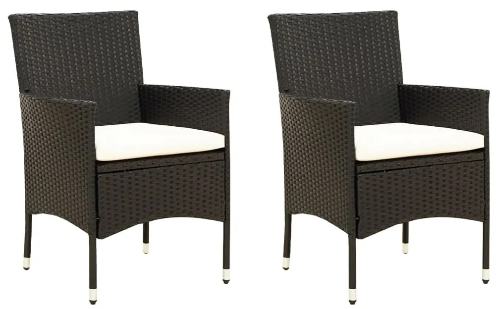 vidaXL 2 db fekete polyrattan kerti szék párnával