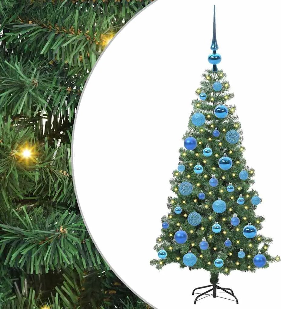vidaXL Karácsonyfa 150 LED-del állvánnyal Zöld 120 cm PVC