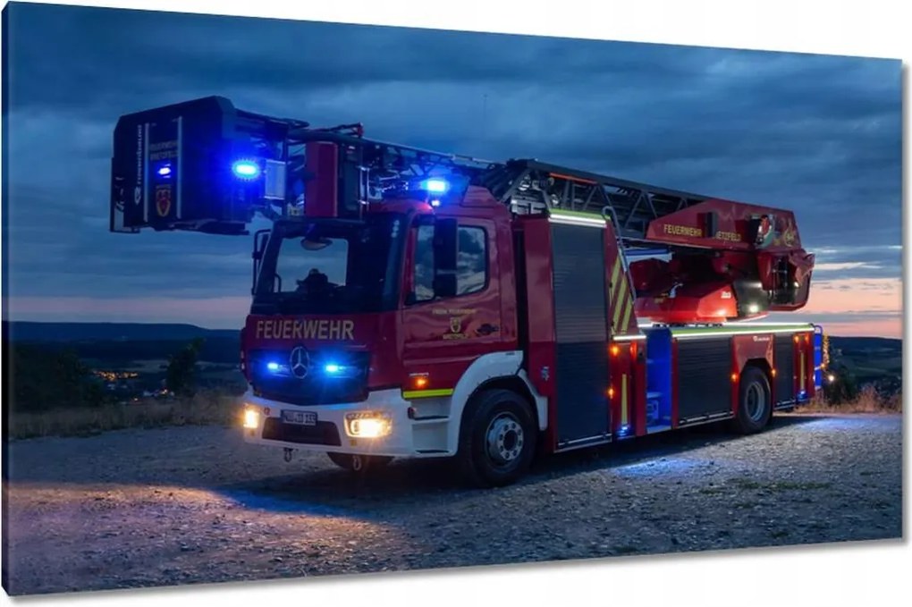Vászonkép 120x70 Tűzoltóautó a jelzésen
