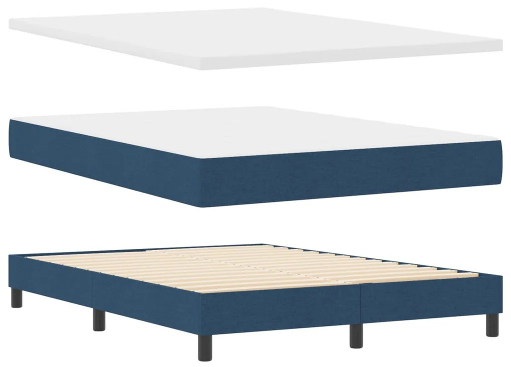 vidaXL Boxspring Ágy Mattal és LED Kék 160x200 cm Szövet