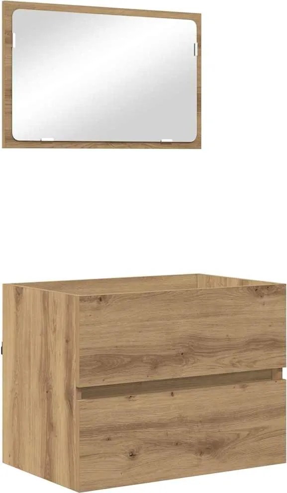 vidaXL Fürdőszoba bútor szett 2 pcs Artisan tölgy Mérnöki fa és fém